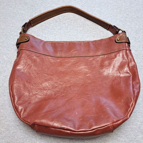 Liz & Co Purse Half Moon Bag Satchel Rosewood Vegan Leather Handbag boho hippie - Picture 4 of 15